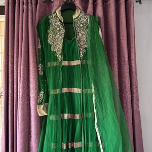 Green Long Dress With Dupatta