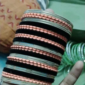 Velvet Bangles With Kada & Kach Ki Chudi & Kad