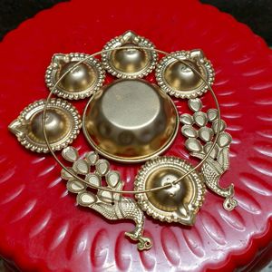 Metal Peacock Style Diya Urli 4 Diwali Decorations