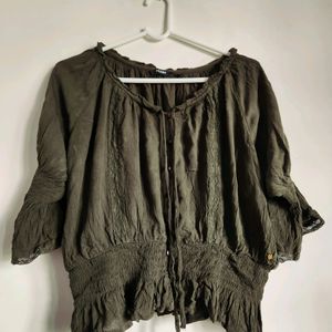 Olive Green Crop Top - Nuon