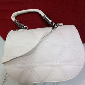 White Leather Bag Slingbag Handbag From Italy