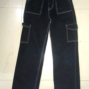 Trendy Stylish 6 Pocket Cargo Jeans.. Black Denim