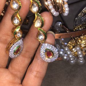 18k Gold Polished Kundan Earrings