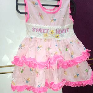 Baby Pink Colour Cotton Frock