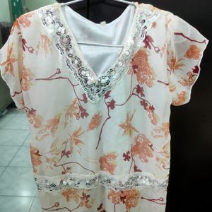 Floral Peach Shimmer Work Top !