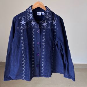 Navy Blue denim embroidered  jacket