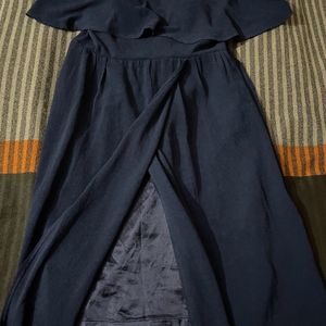 Long dress with centre cut padded dres