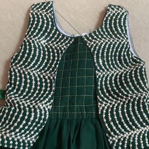 Green Step Cut Frock