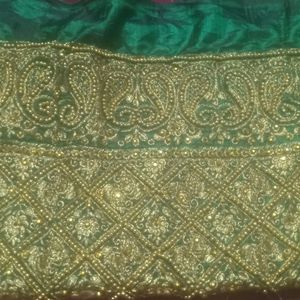 Unstitched Green Aari Work Blouse