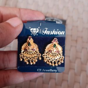 Gold Plated Back Screw Earrings Combo Of 2