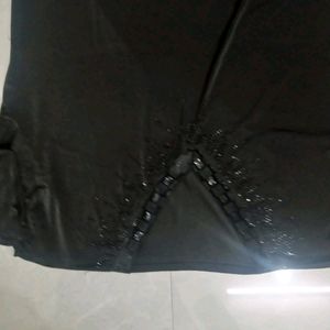 Black Abaya With Stone Work