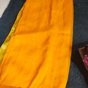 Bright Dark Yellow Saree