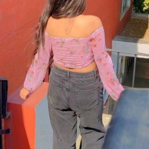 Stylish Off Shoulder Balloon Sleeves Top