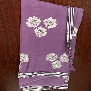 Purple Flower Work Saree With Blouse