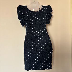 Bodycon Party Wear Dress With White Polka Dots