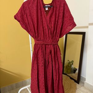 Red Schiffli Dress