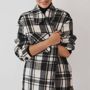 MANGO Women Black White Checked Tailored Jacket