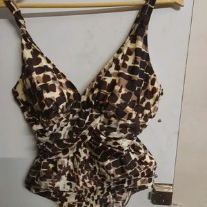 Brown Animal Print Swimsuit