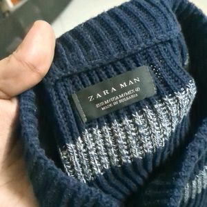 Zara Original Blue Stripped Sweater, Thick Fabric