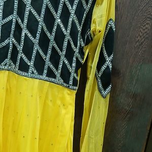 Black And Yellow Frock  Welvet