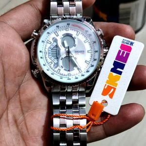 SKMEI Analog-Digital White Dial Men's Watch - AD09