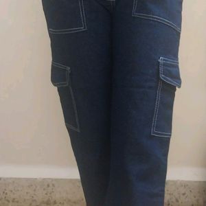 Navy Blue Cargo Jeans