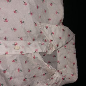 Coquette Floral Cute Shirt With Flower Buttons