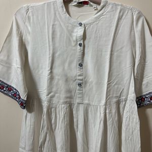 Clearance- Pure White Embroidery Kurtha