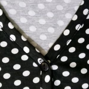 Polka Dot Black  Short Nightdress