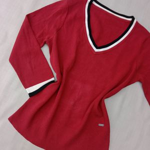 New Korean Stylish Woll Red Sweater