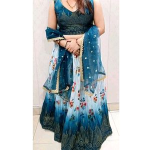 Blue Floral Lehenga