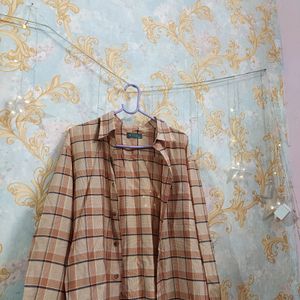 Aesthetic Beige Check Shirt