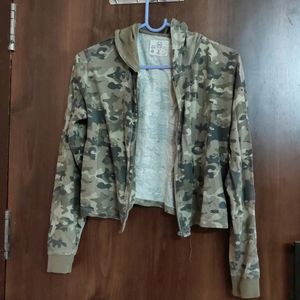 Army Print Crop Jacket