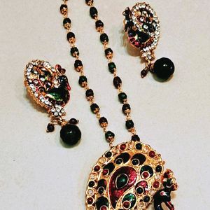 Peacock Necklace And Earrings Jewellery Set