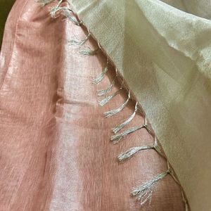 Pink & Silver Linen Zari Saree