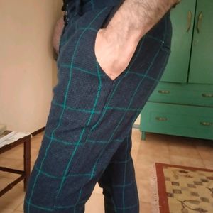 Dapper Check Woolen Fitted Trousers