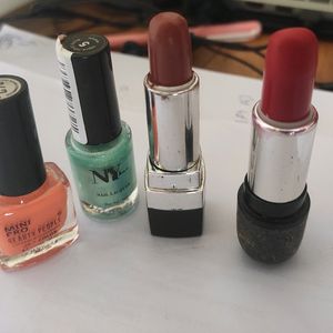 Combo Of 2 Lipstick &  Nail Polish