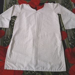 White Printed Short Kurti