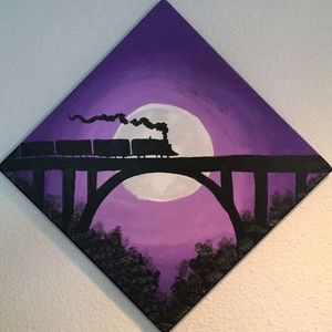 Train Night View Painting