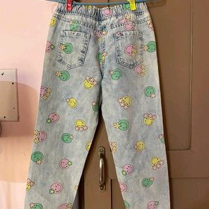 Girls Denim Jeans With Elasticated Waist, 7-8 Yr