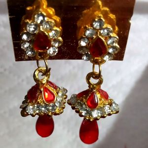 Jumki Style Earrings With Diamond Beads