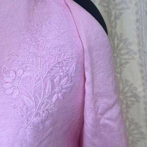 Unstitched Pink Chikankari Kurti