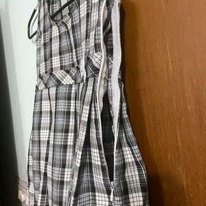 Checked Grey Frock With Concealed Zipper