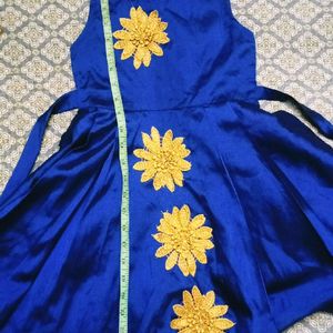 Ink Blue Color Silk Cotton Frock