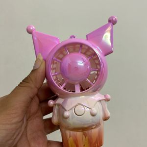 Hand Fan Robo Bunny Ombre Pink With Keychain