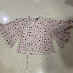 Pink Butterfly Sleeve Top