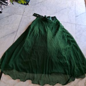 Bottle Green Skirt And Blouse