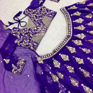 Heavy Embroidery Sequence Work Langha Choli