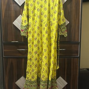 Yellow Anarkali With Freebie Of Your Choice