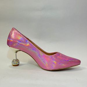 Holographic Pink Party Wear Heels For Women